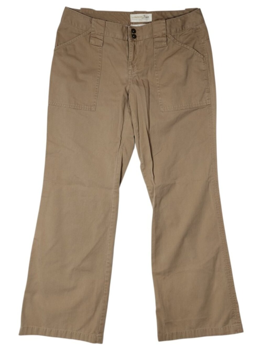 London Jean Eva Fit Wide Leg Chino Flat Front Beige Pants Women's Size 10
